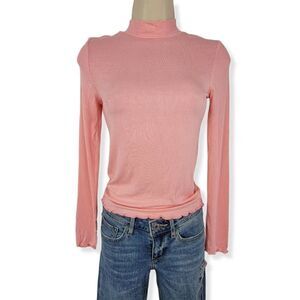 Hippie Rose Cotton Candy Mock collar ribknit XS Junior